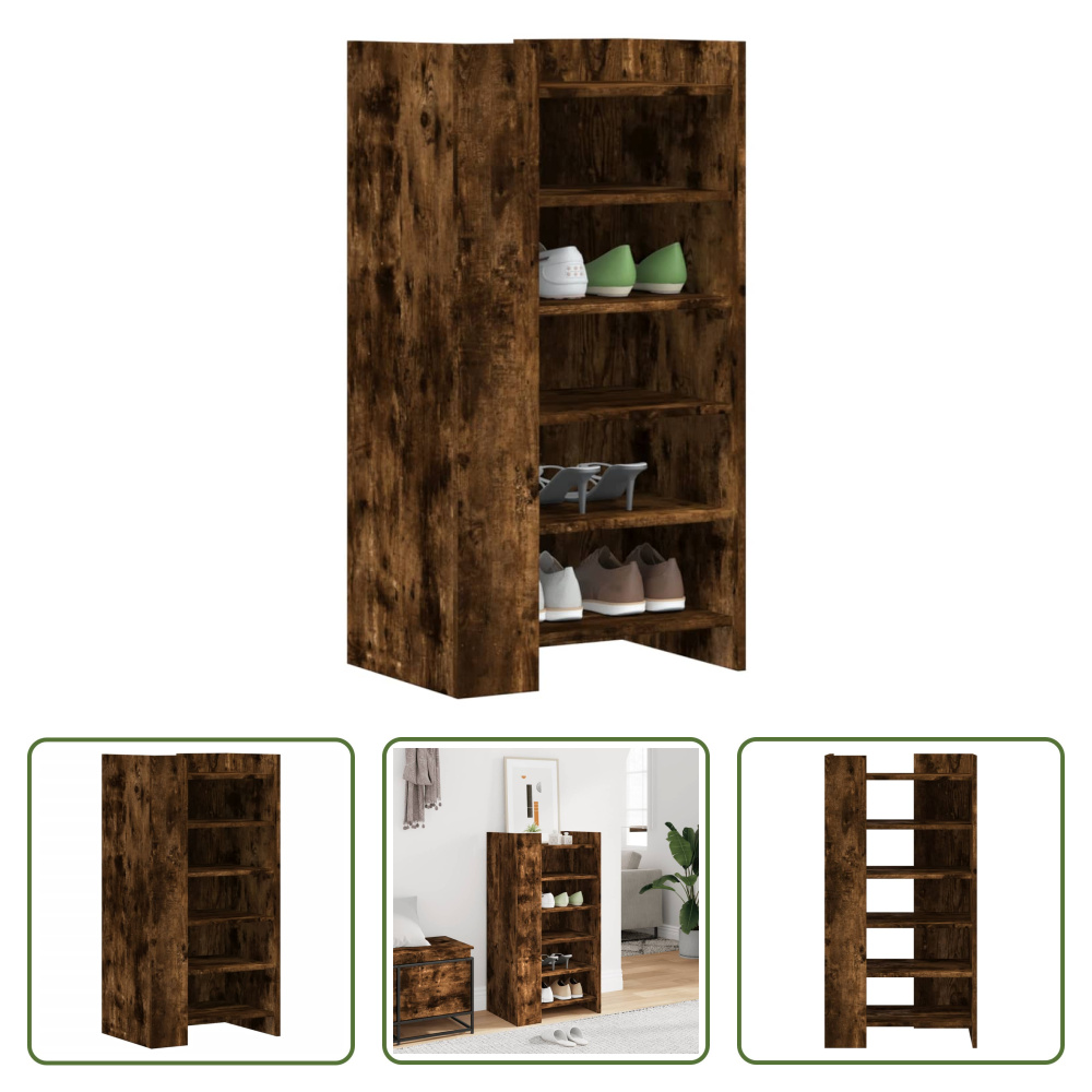 The Living Store Szafka na buty dąb wędzony 52x37,5x100 cm Materiał drewnopochodny