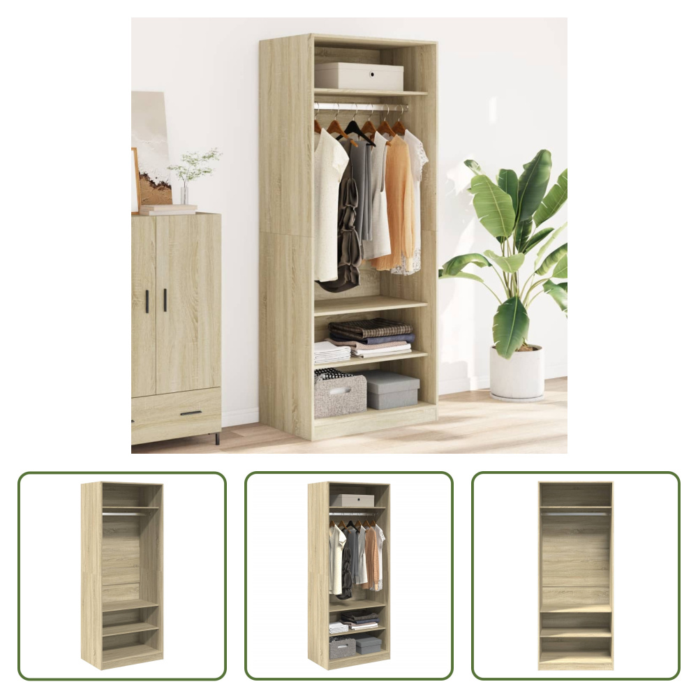 The Living Store Szafa dąb sonoma 80x50x200 cm materiał drewnopochodny