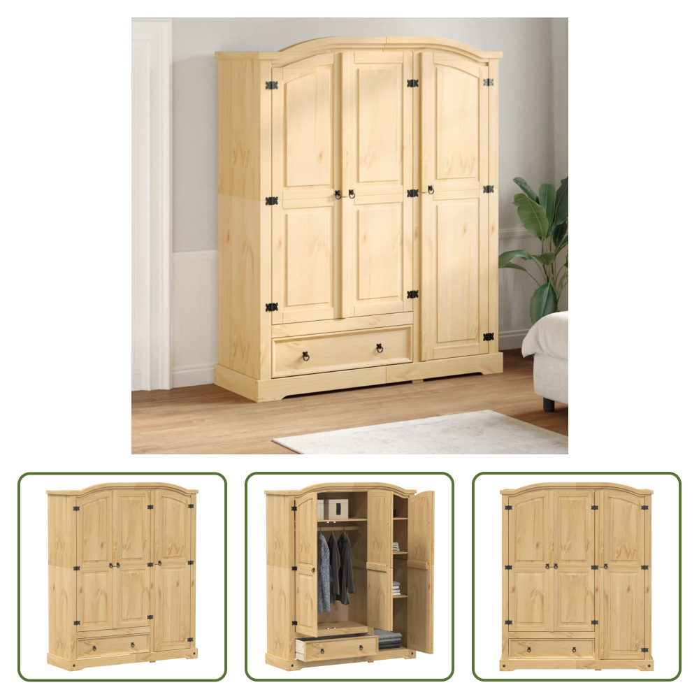 The Living Store Szafa Corona 151,5x52x186 cm lite drewno sosnowe