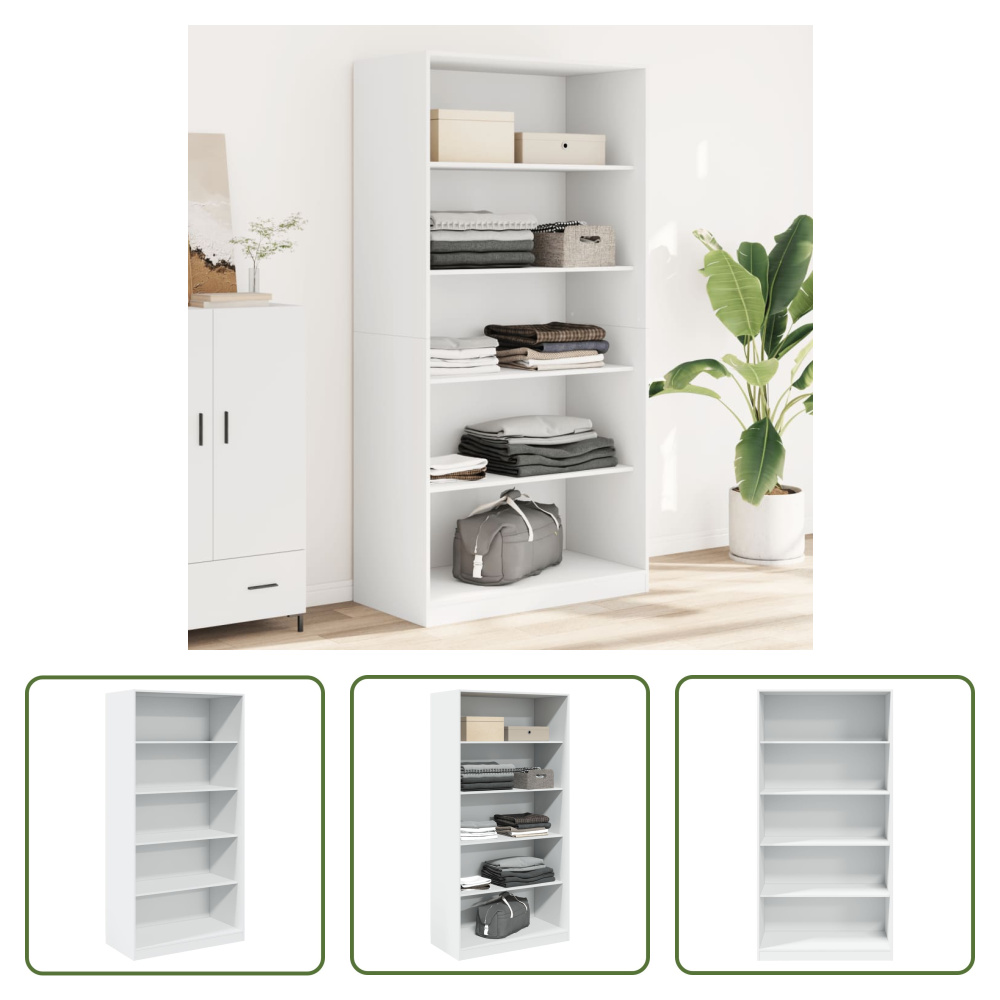 The Living Store Szafa biała 100x50x200 cm Materiał drewnopochodny
