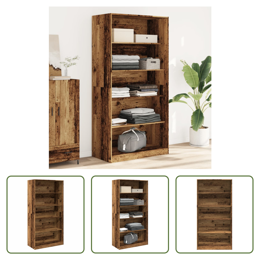 The Living Store Szafa o wyglądzie starego drewna 100x50x200 cm materiał drewnopochodny