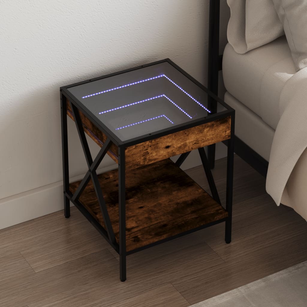 vidaXL Szafka nocna z Infinity-LED dąb wędzony 40x40x49 cm