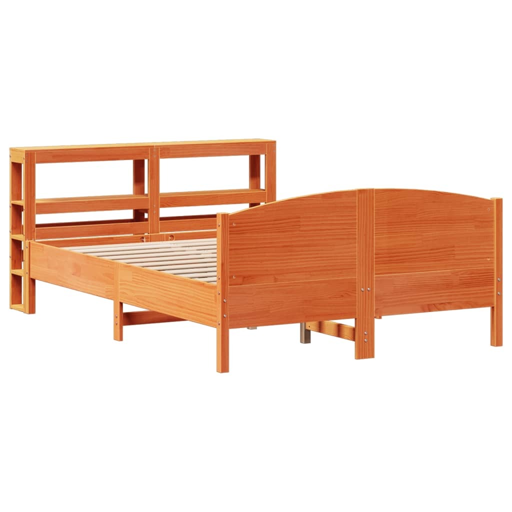 vidaXL Łóżko z litego drewna bez materaca wosk brązowy 135x190 cm drewno sosnowe