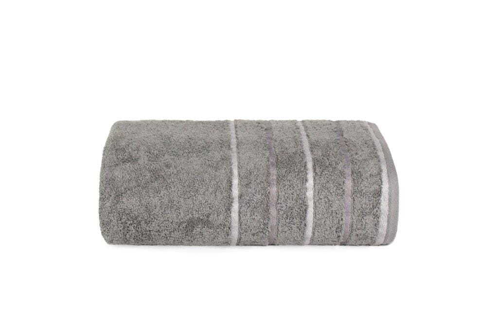 Ręcznik bawełniany, kąpielowy z ozdobnymi paskami Fresh 70x140cm ciemnoszary