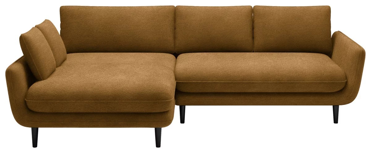 DOMO-HOME Narożnik z funkcją spania SOLANO - Elegancki skandynawski narożnik 260x167cm| Skrzynia na pościel i drewniane nóżki dla wygody i stylu Wysokiej jakości materiały Kolor brązowy Lewy