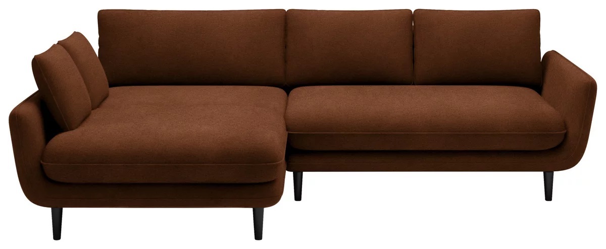 DOMO-HOME Narożnik z funkcją spania SOLANO - Elegancki skandynawski narożnik 260x167cm| Skrzynia na pościel i drewniane nóżki dla wygody i stylu Wysokiej jakości materiały Kolor brązowy Lewy