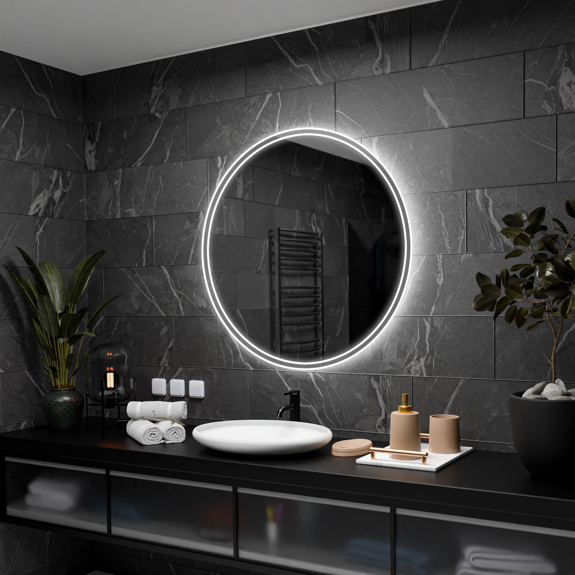 Okrągłe lustro łazienkowe z podświetleniem LED - Wenezia - 100x100cm