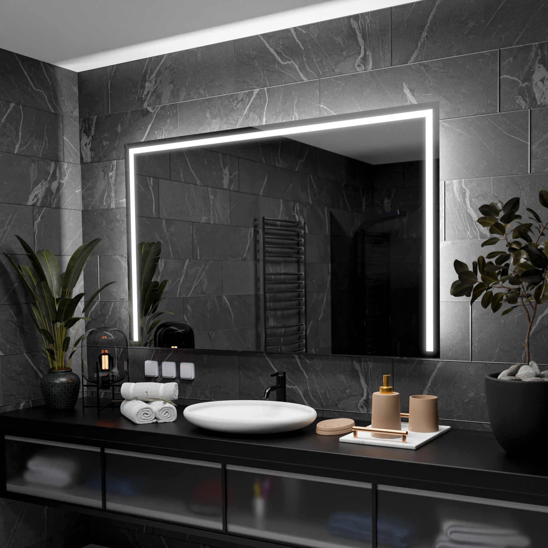 Prostokątne lustro łazienkowe z podświetleniem LED - Sydney - 120x70cm