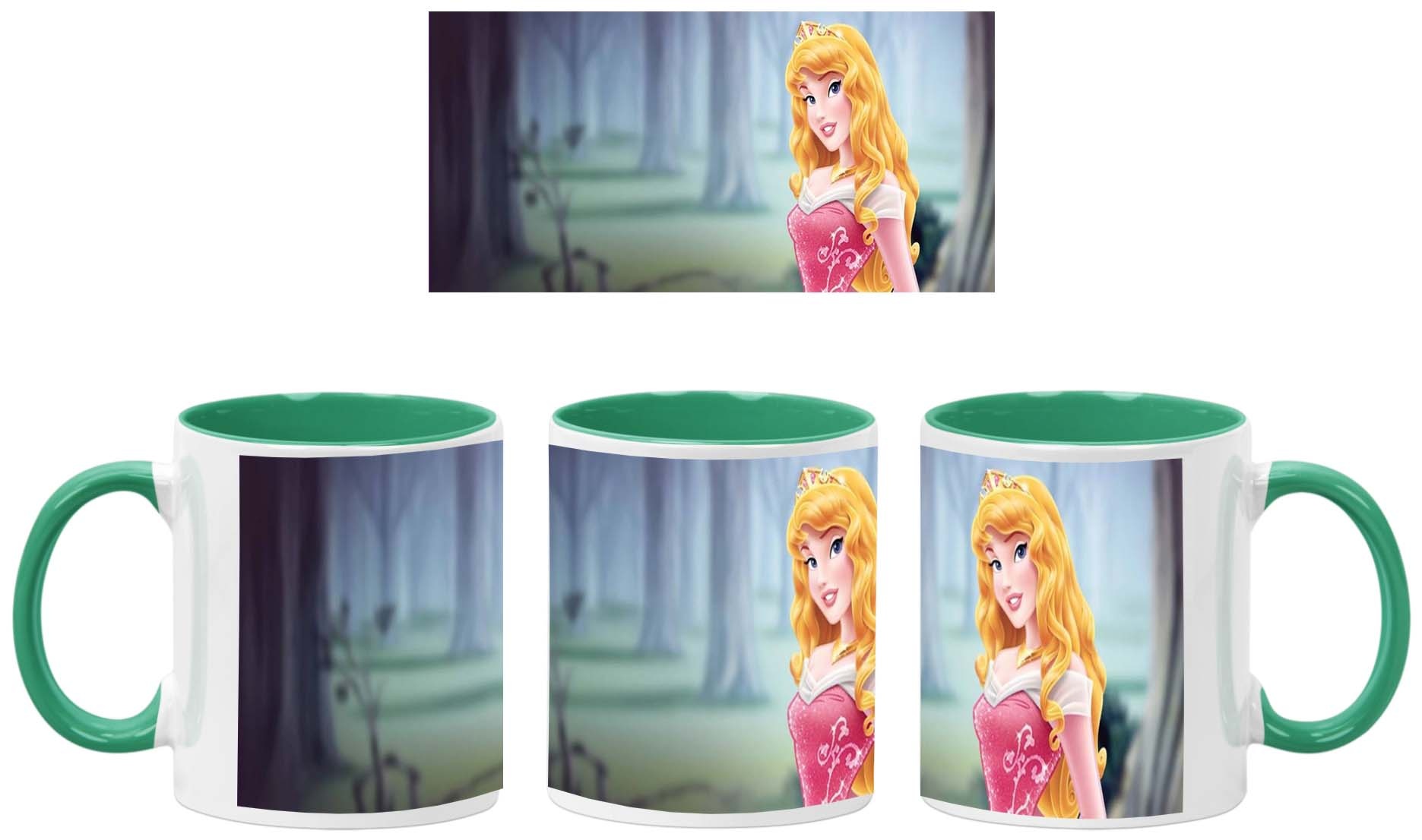 Aurora Kubek Ceramiczny Prezent Tasse Mug Disney Princess Aurora, Zielony 330 ml