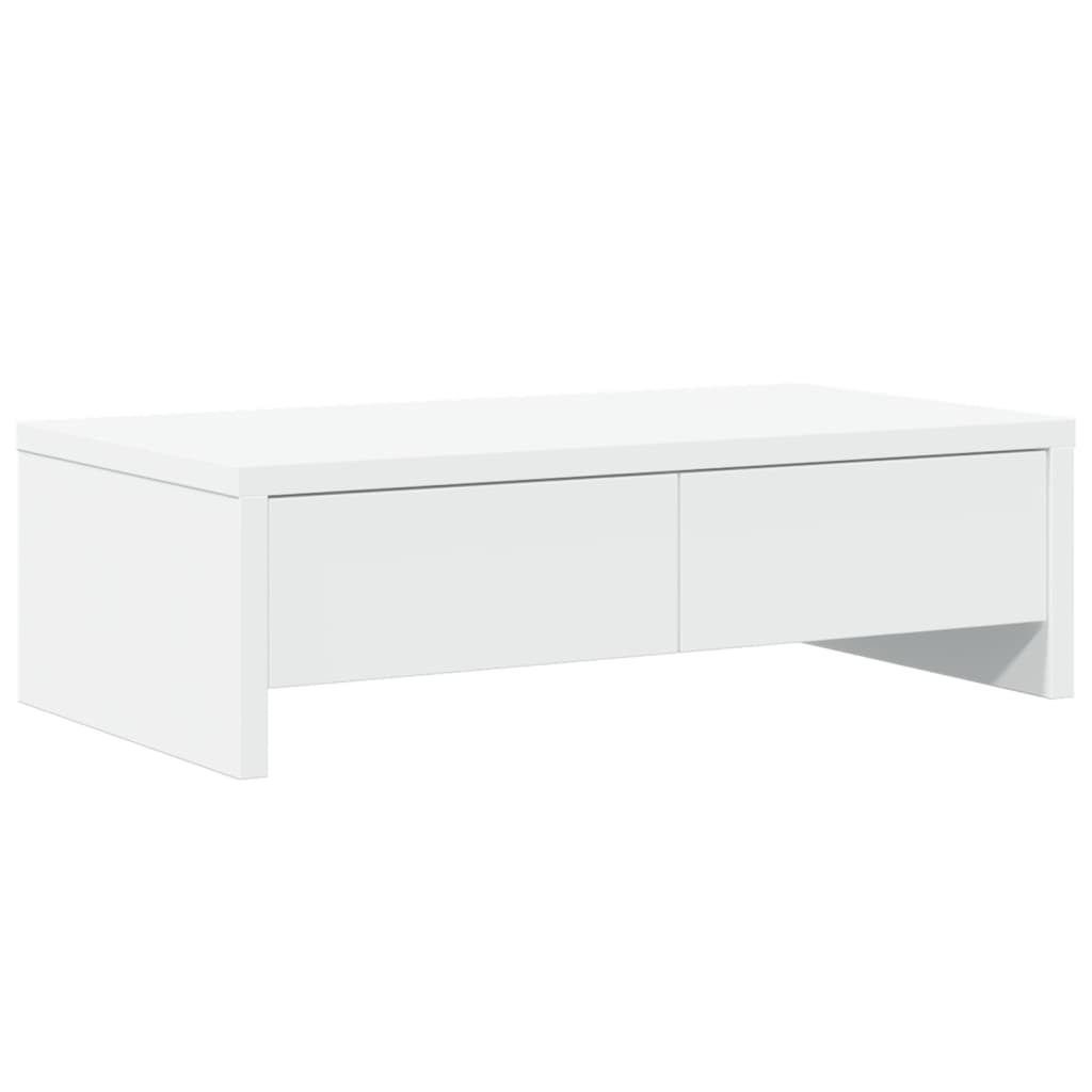 vidaXL Podstawa pod monitor z szufladami Biała 50x27x15 cm Materiał drewnopochodny
