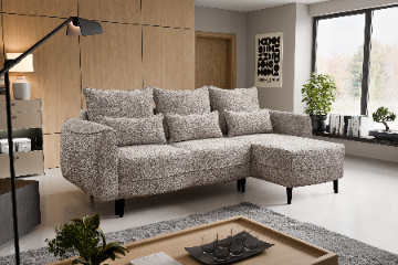 Selio narożnik z funkcją spania i pojemnikiem na pościel Beżowy Prawy