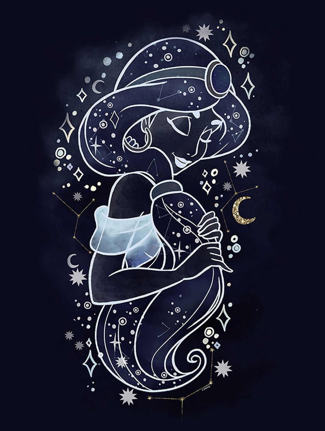 Disney plakat alladyn jaśminowy ciemnoniebieskim - 611707 - 30 x 40 cm