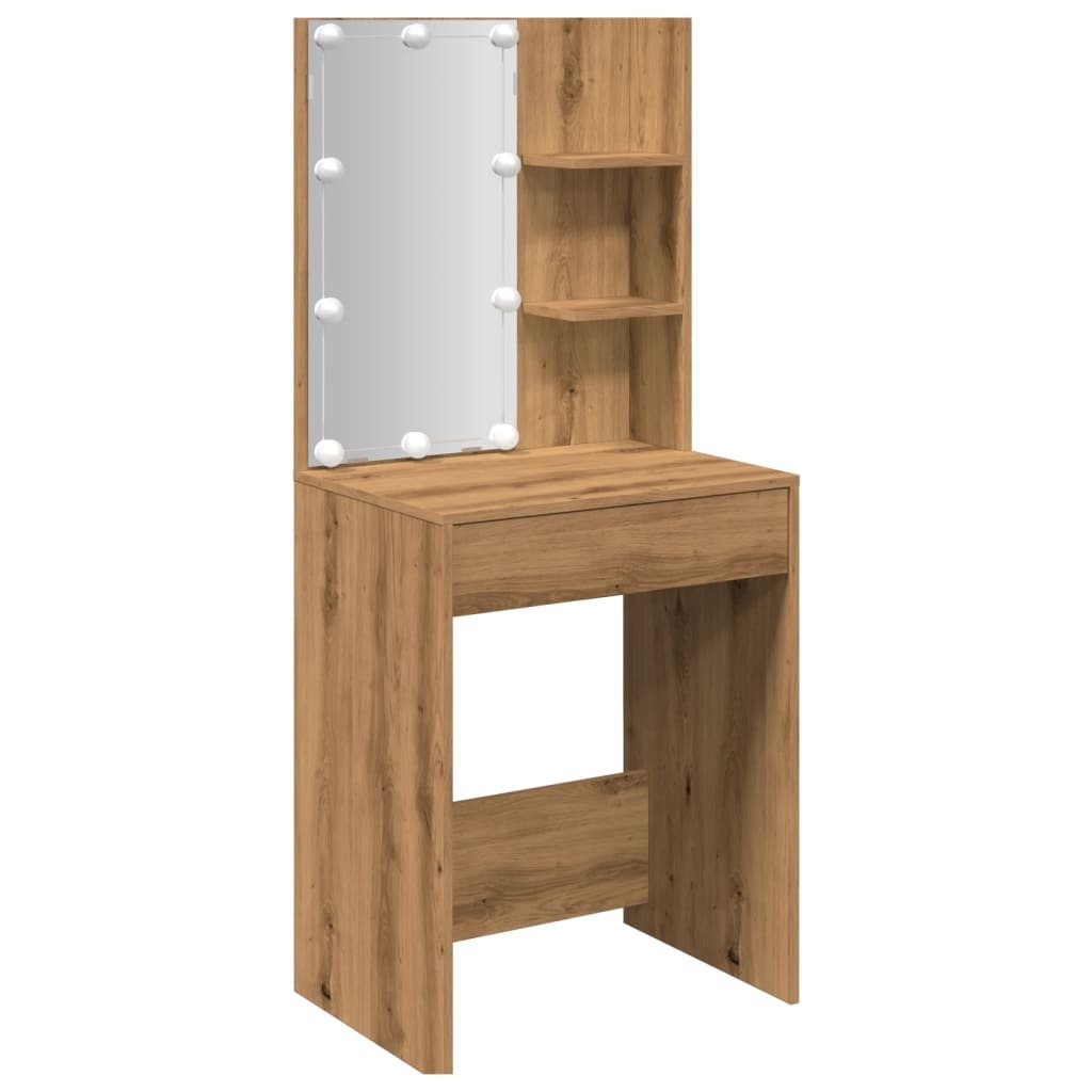vidaXL Toaletka z oświetleniem LED Artisan dąb 60x40x140 cm