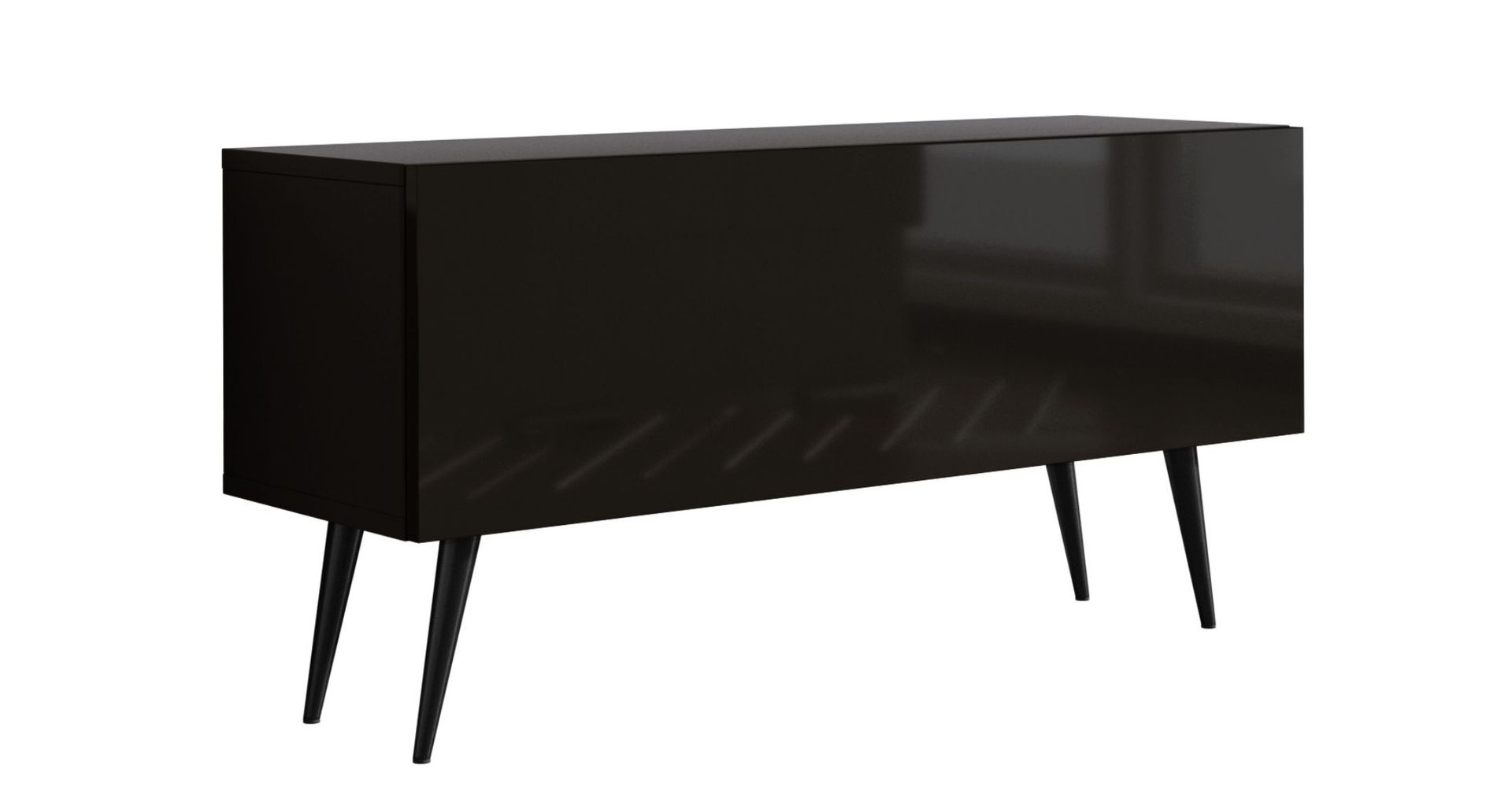 Szafka pod TV, czarny mat / czarny połysk, czarne nogi, A: szer: 100 cm, wys: 52 cm, gł: 32 cm