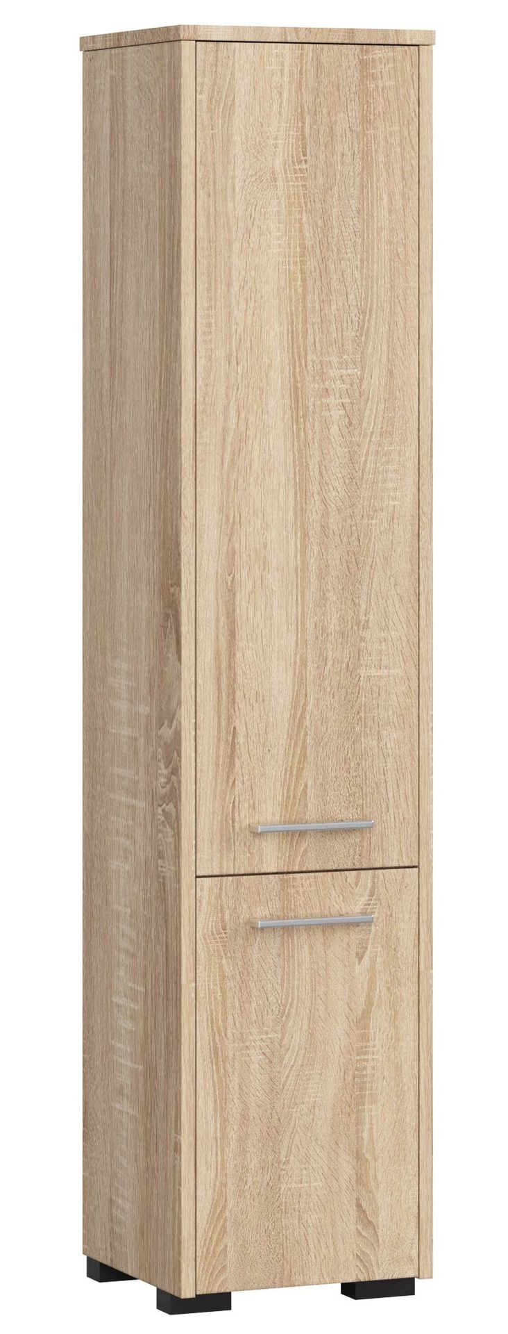 Szafka łazienkowa wolnostojąca: dwoje drzwi, pięć półek, kolor: dąb sonoma, wymiary mebla: szer. 30 cm, wys. 140 cm, gł. 30 cm