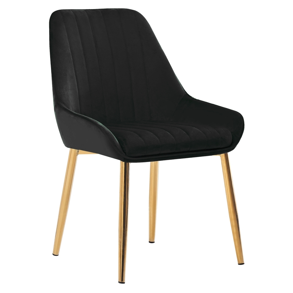Kondela Krzesło do jadalni Perlia - czarne (Velvet) / złote