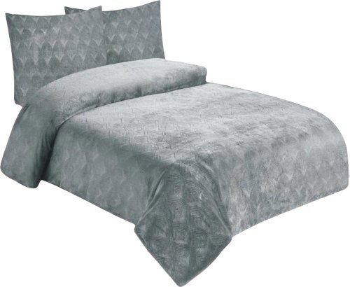 Pościel z mikroflaneli Leaves jasnoszara 140x200, 70x90 cm