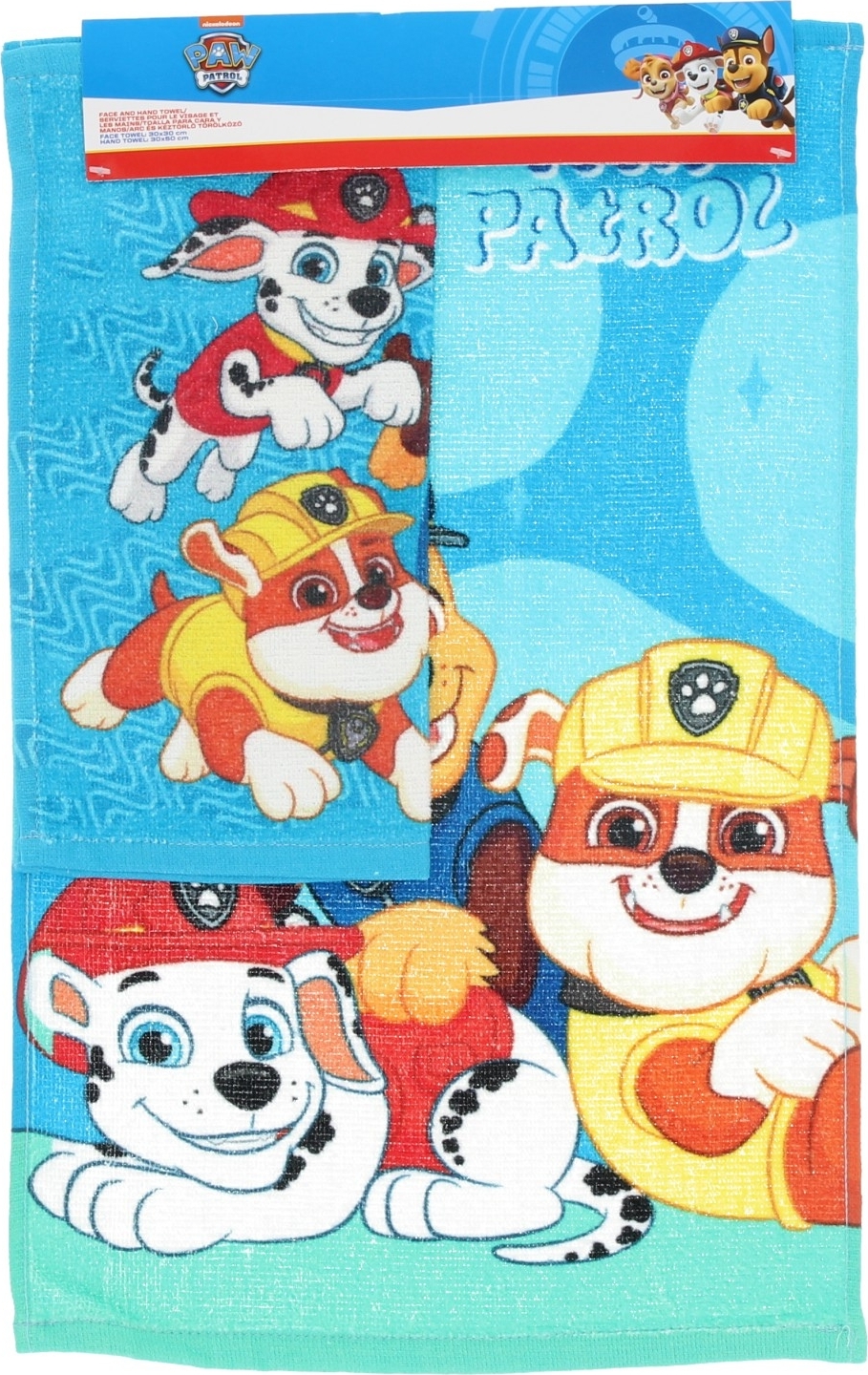 Zestaw ręczników Paw Patrol dla dzieci: ręcznik kąpielowy + ręcznik do twarzy z chłonnego materiału