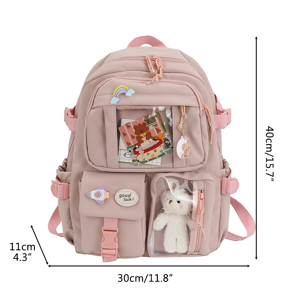 Plecak Kawaii, uroczy plecak z akcesoriami niedźwiedzia do szkoły, japoński plecak szkolny