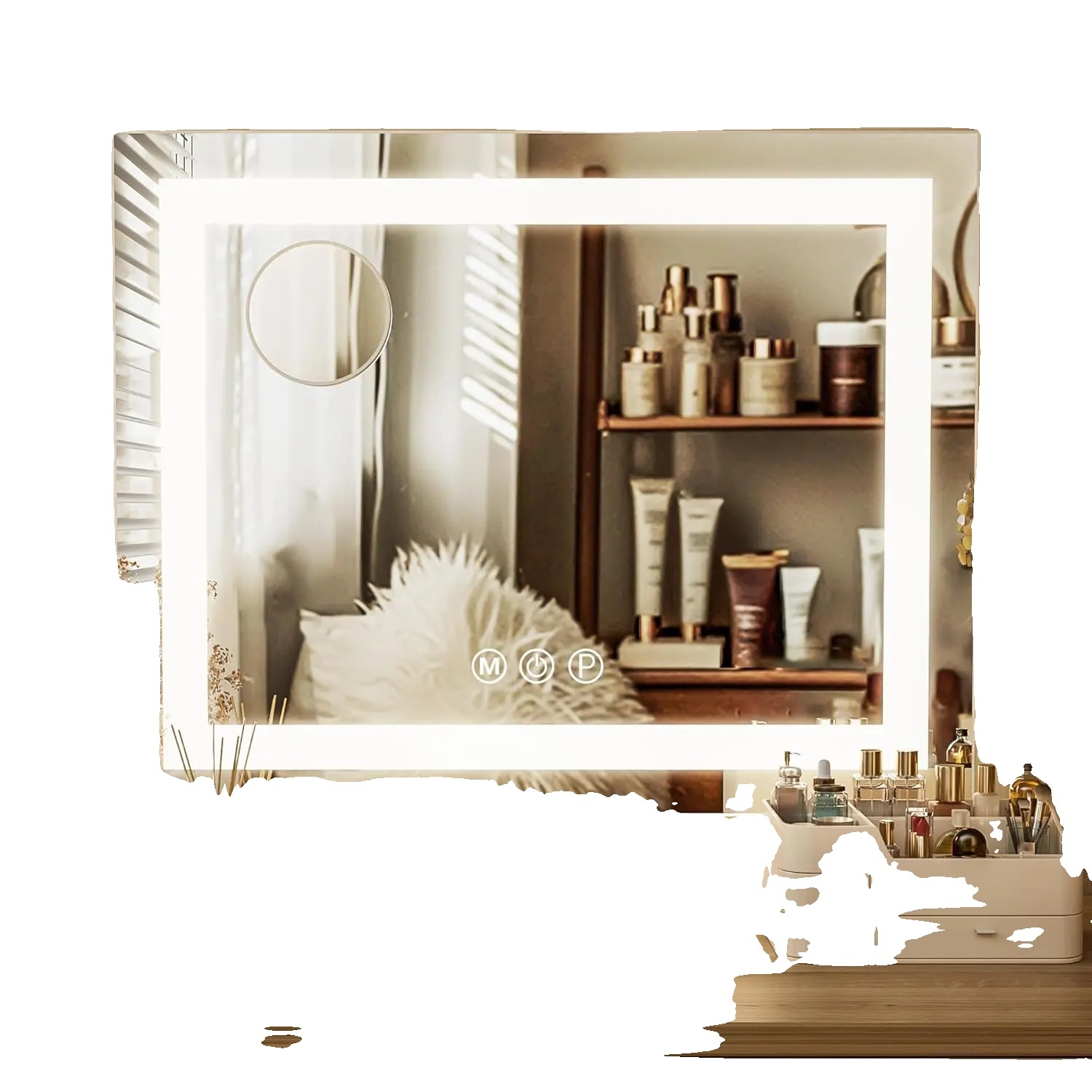 Lustro do makijażu LED, 58 x 46 cm, Regulowane warunki oświetlenia, 58 x 46 cm