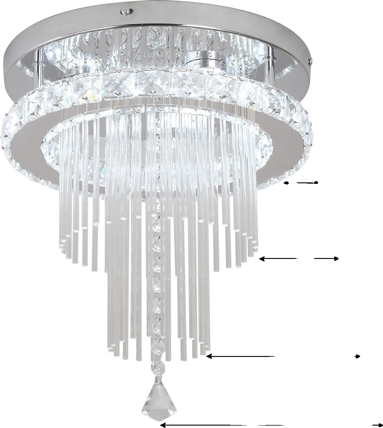 Nowoczesny kryształowy żyrandol, lampy LED SMD, regulowana temperatura barwowa, niebieski, zmienny