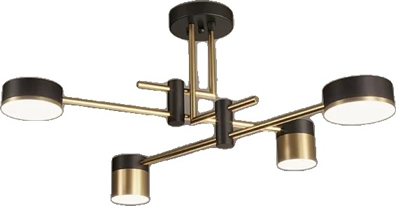 Żyrandol skandynawski, Wiele głowic, Regulowane oświetlenie LED, 4 głowice, Trójkolorowe światło NO RC