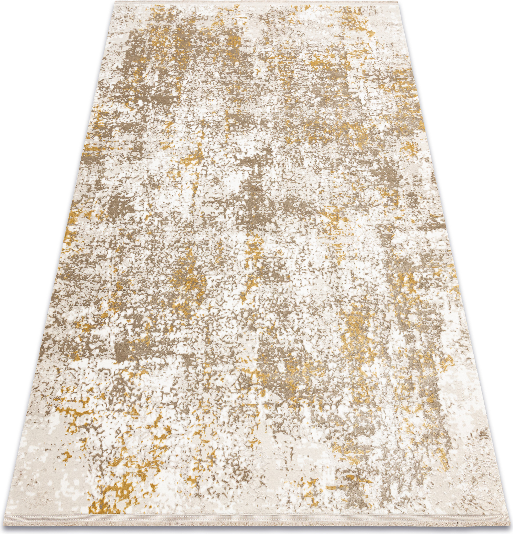 Dywan DUKE 51546 beż / złoty - Vintage, strukturalny, bardzo miękki, frędzle beżowy 140x190 cm