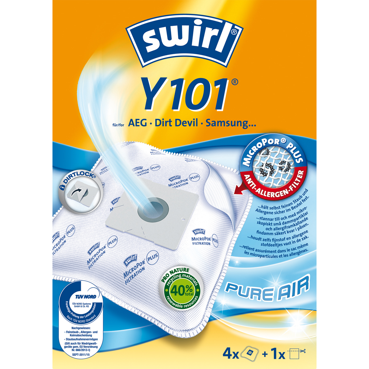 Swirl, Worki do odkurzacza Y101, 4 sztuki (PRODUKT Z NIEMIEC)