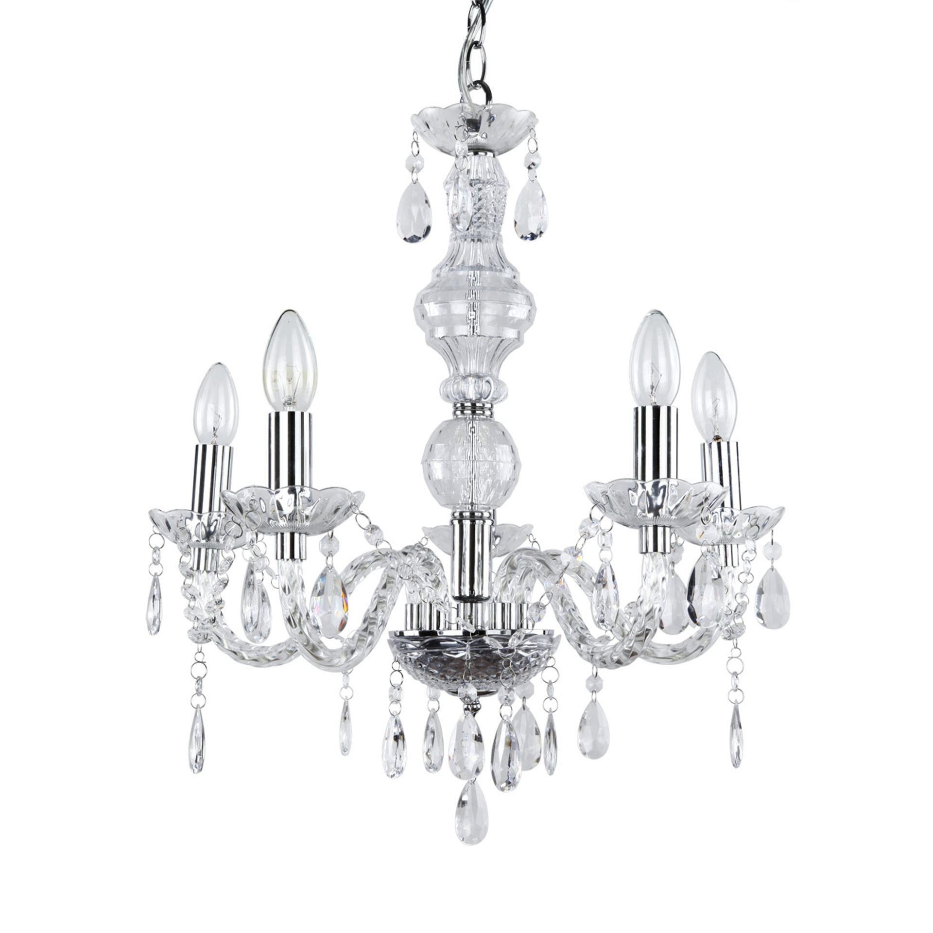 [lux.pro] Żyrandol Nowoczesna chromowana lampa sufitowa wykonana z metalu i kryształu artystycznego Ø 52 cm oprawa 5 x podstawa E14 stylowa lampa sufitowa do salonu i sypialni