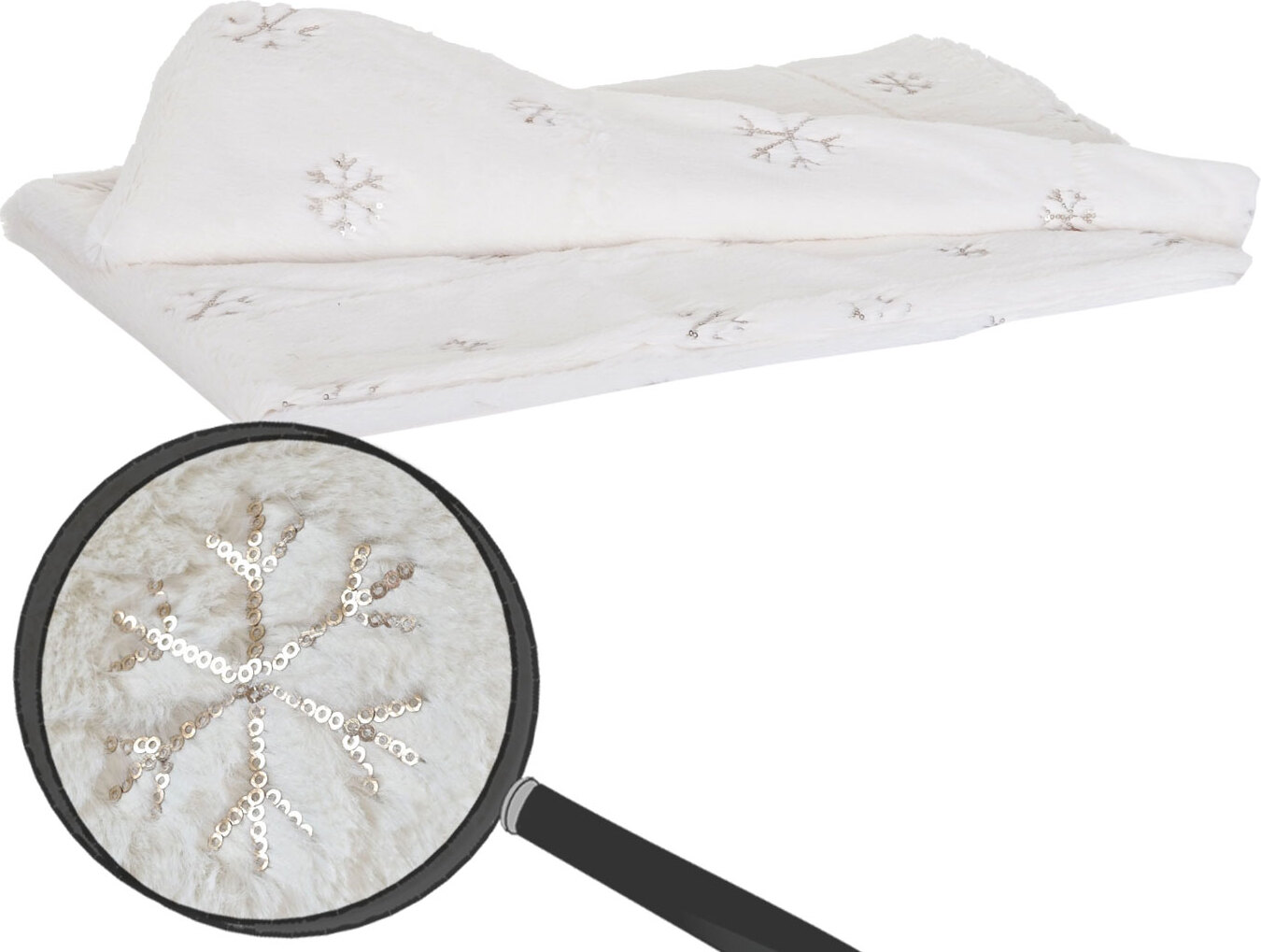 Koc śnieżny, narzuta na łóżko przytulny koc na sofę, puszyste białe cekiny 150x120cm