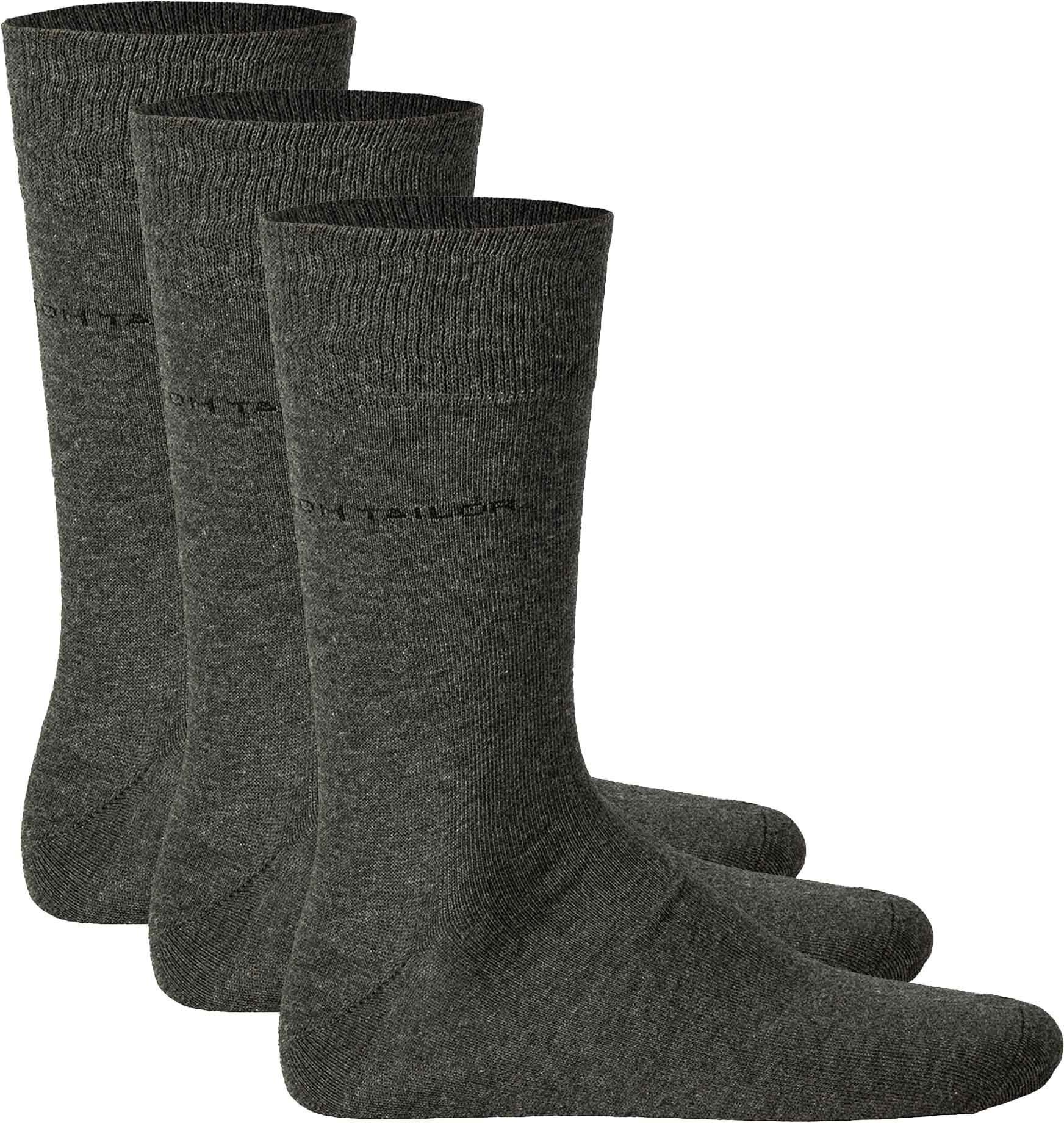 Skarpety męskie TOM TAILOR, 3-pak - basic, mieszanka bawełny, gładkie szare 39-42