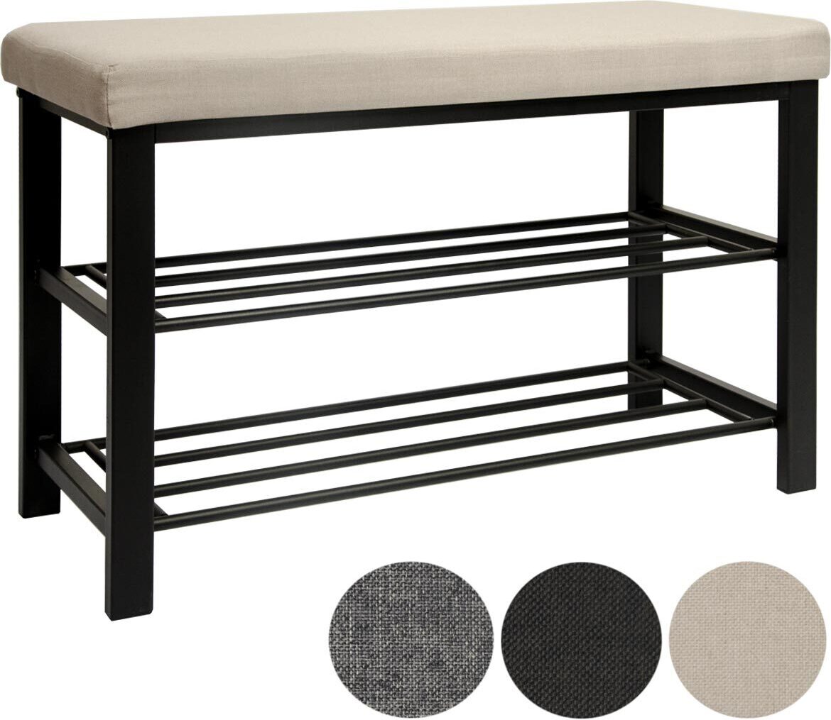 Stojak na buty z metalową ławką 81x32x46 cm Ławka na buty beżowa