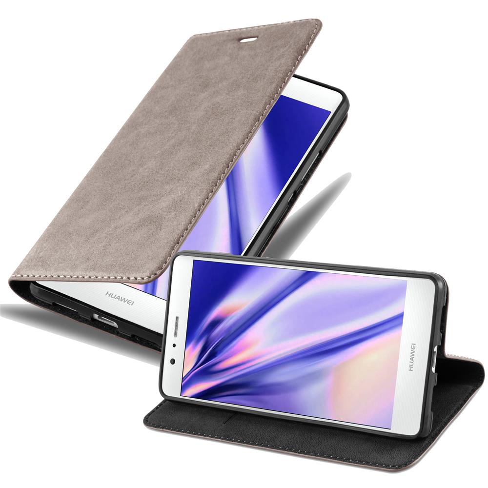 Etui Cadorabo do Huawei P9 LITE w kolorze COFFEE BROWN z zapięciem magnetycznym, funkcją podstawki i miejscem na kartę Etui Etui ochronne Etui z klapką w stylu książki