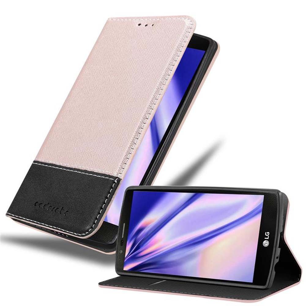 Etui Cadorabo do LG G4 / G4 PLUS w kolorze ZŁOTYM CZARNYM z zapięciem magnetycznym, funkcją podstawki i kieszenią na karty Etui ochronne Etui z klapką w stylu książki