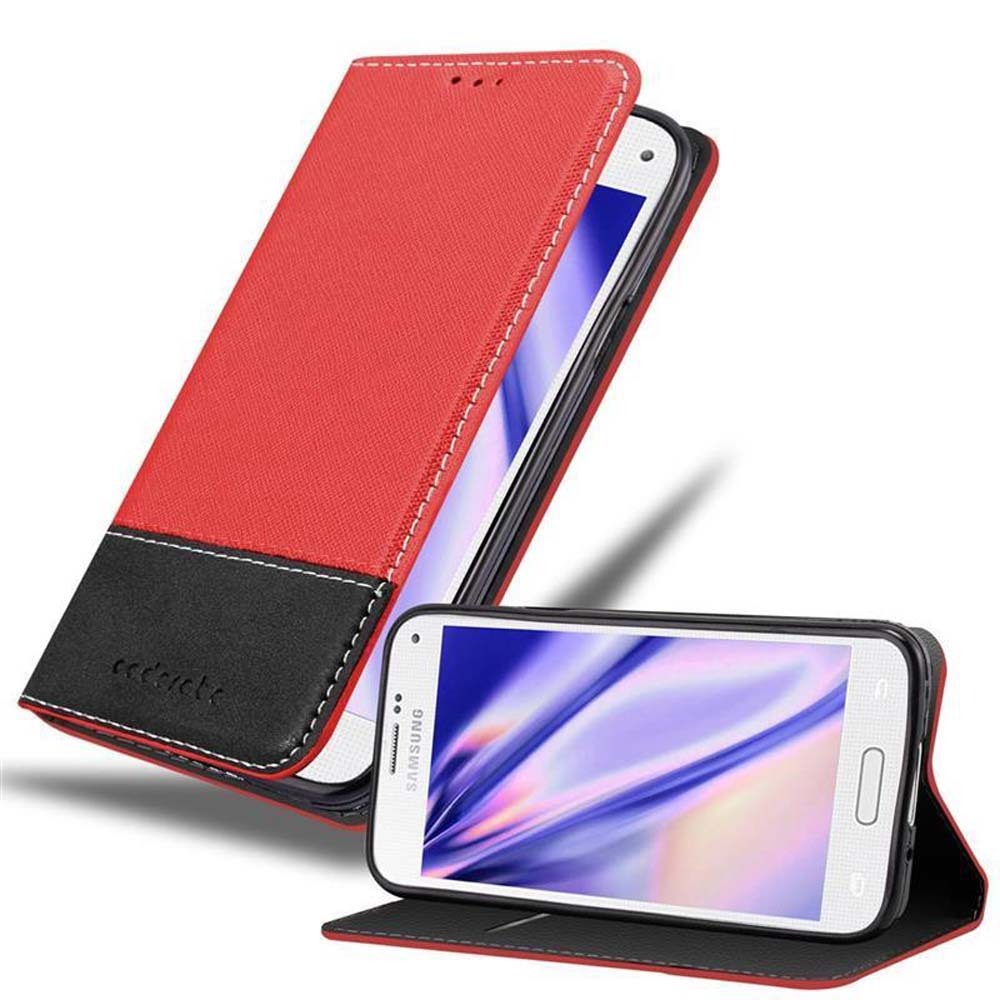 Etui Cadorabo do Samsung Galaxy S5 / S5 NEO w kolorze CZERWONYM CZARNYM Etui na telefon komórkowy z magnetycznym zamknięciem, funkcją podstawki i miejscem na kartę Etui Etui ochronne Etui z klapką w stylu książki