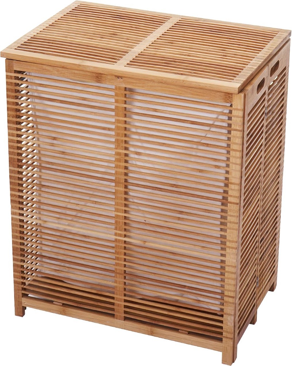 Pojemnik na pranie HWC-B18, pojemnik na pranie, kosz na pranie, bambus 61x50x35cm