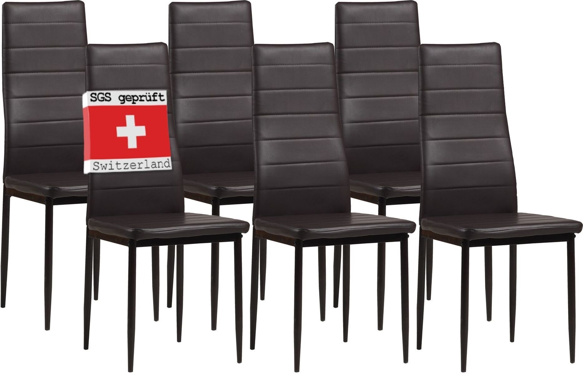 Albatros krzesła do jadalni MILANO zestaw 6 sztuk, brązowe - tapicerowane krzesło z pokryciem z imitacji skóry, nowoczesny stylowy design przy stole jadalnym - krzesło kuchenne lub krzesło do jadalni o dużej nośności do 110 kg