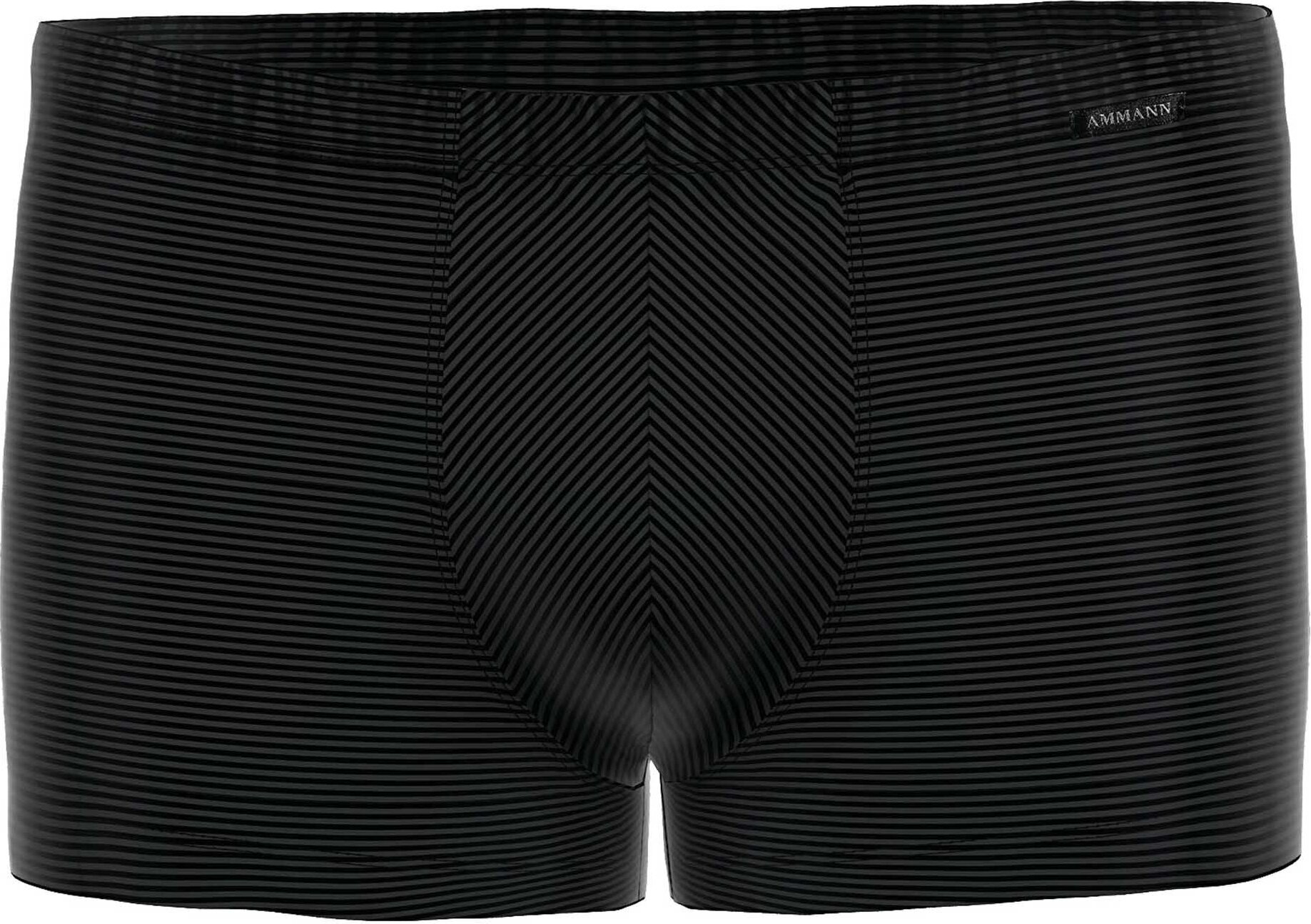 Bokserki męskie AMMANN - Retro szorty Bawełna & More, paski ton w ton, mieszanka bawełny czarny 2XL