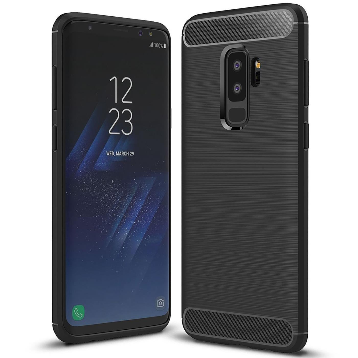 Pokrowiec z TPU na telefon komórkowy Samsung Galaxy S9 Plus o wyglądzie karbonowego etui ochronnego