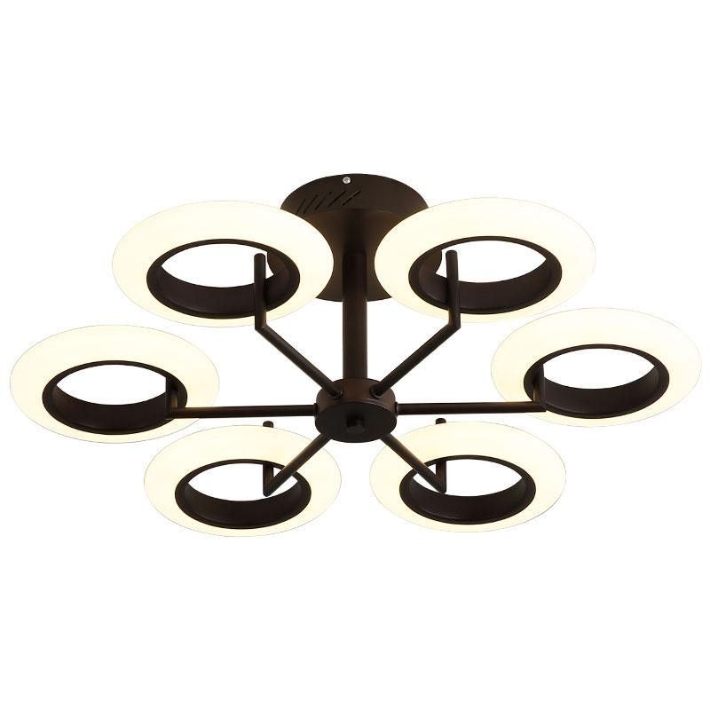 Lampa sufitowa LED 9012X-6-kf Kolor kawowy z pilotem Regulacja barwy/jasności światła Akrylowy klosz A+ Lampa LED do salonu