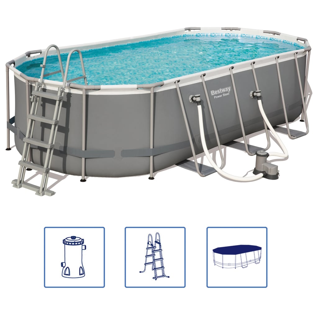 Zestaw basenowy Bestway Power Steel Oval 549×274×122 cm 56710