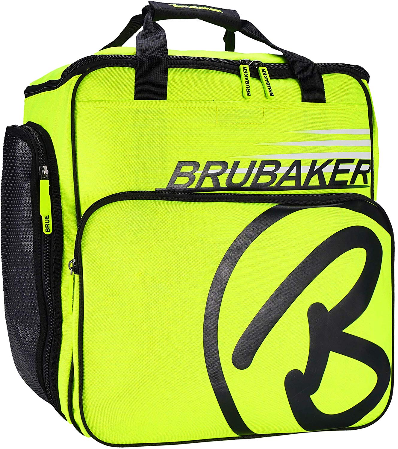 Torba na buty narciarskie BRUBAKER Super Champion Torba na kask Plecak z przegrodą na buty - neonowy żółty/czarny