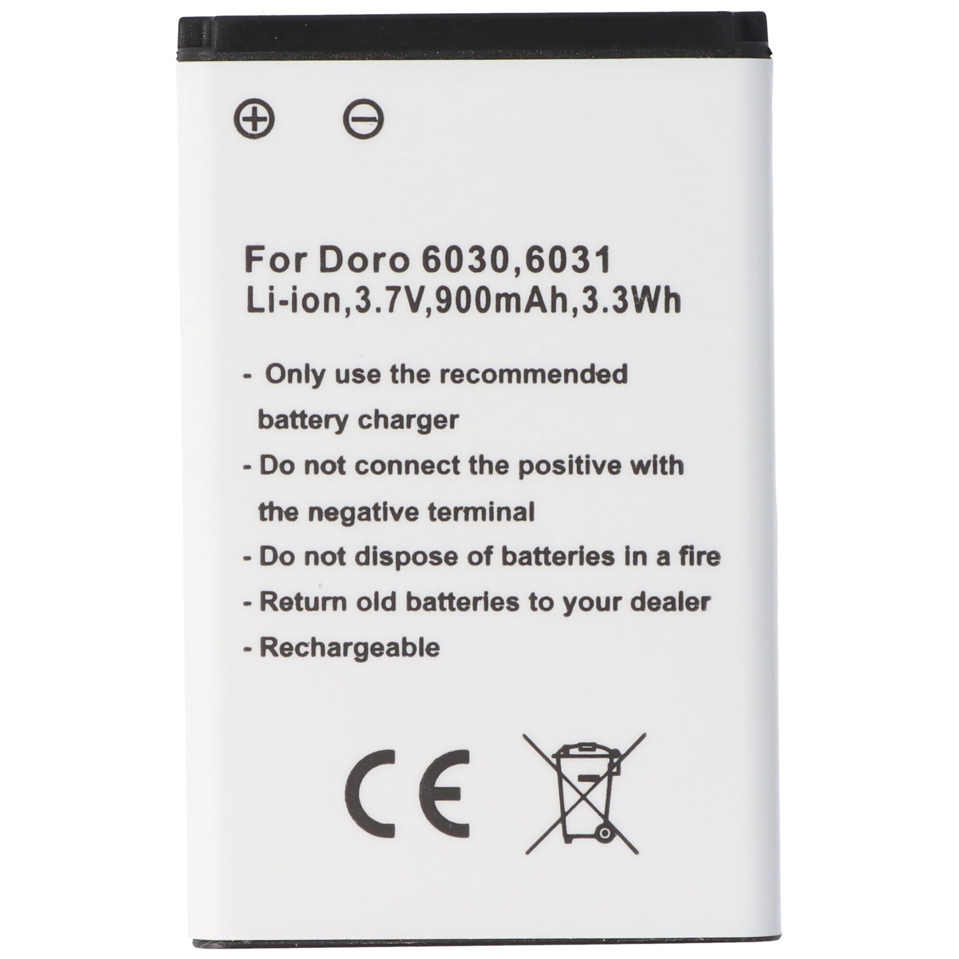 Bateria odpowiednia dla Doro 6030, 6031, Li-Ion, 3,7V, 900mAh, 3,3Wh