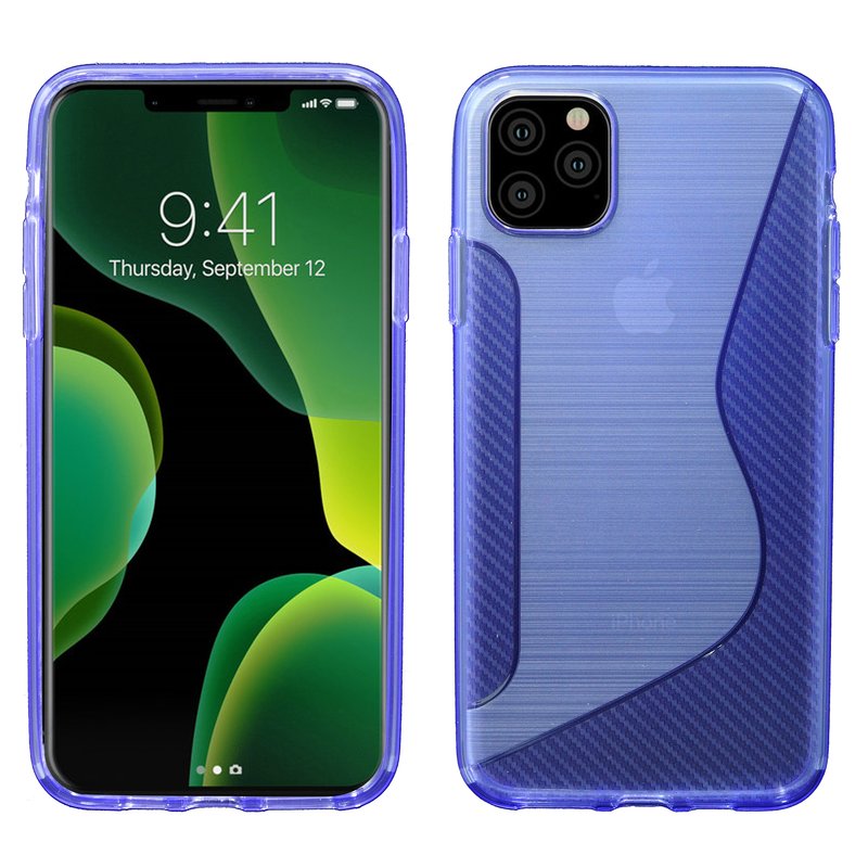 iPhone 11 Pro Max // S-Line TPU Silikonowe etui ochronne Silikonowa obudowa Akcesoria Bumper Niebieski ze szkłem ochronnym 9H