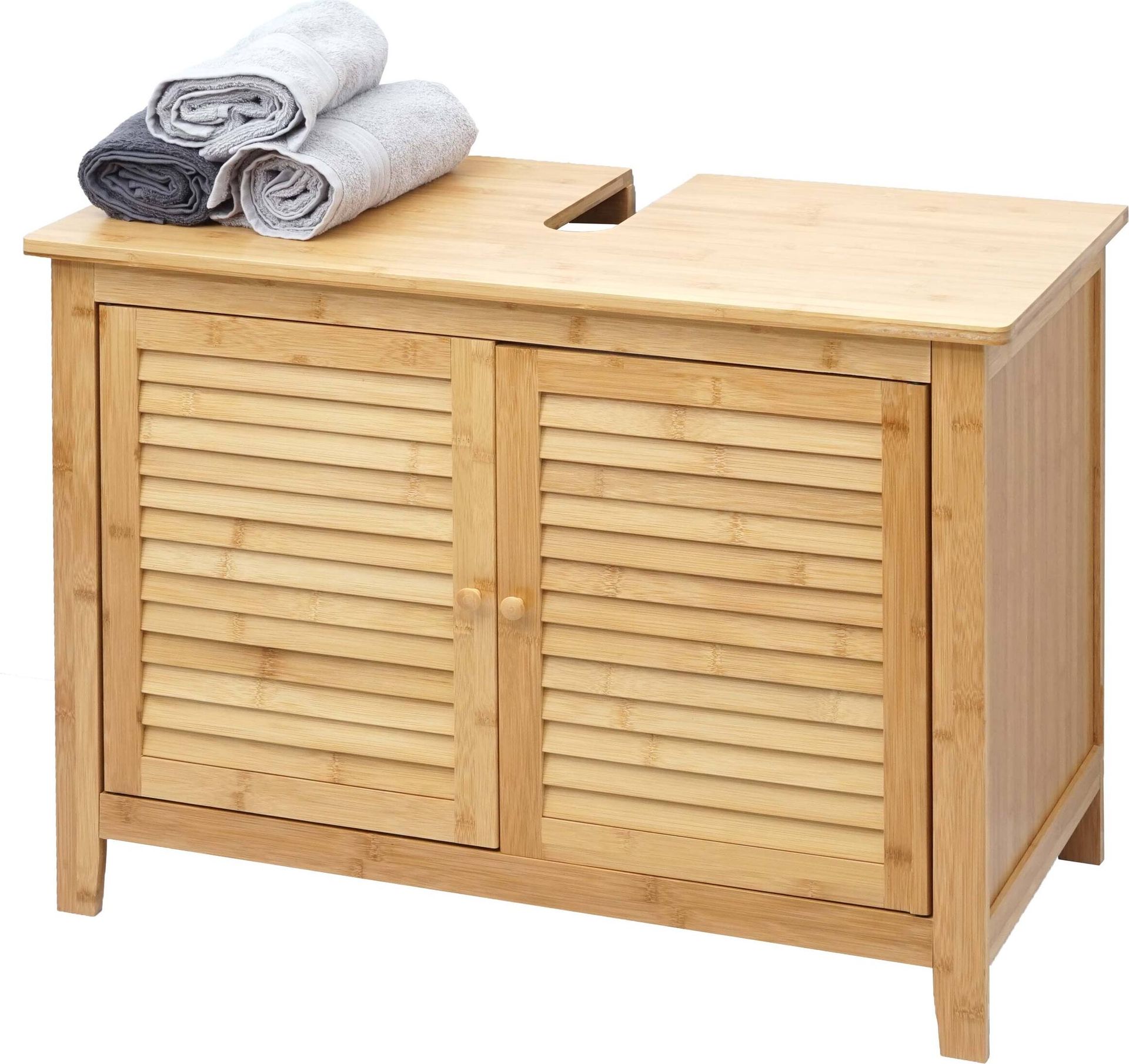 Szafka podumywalkowa HWC-B18, szafka łazienkowa, bambus ~ 60x80x40cm