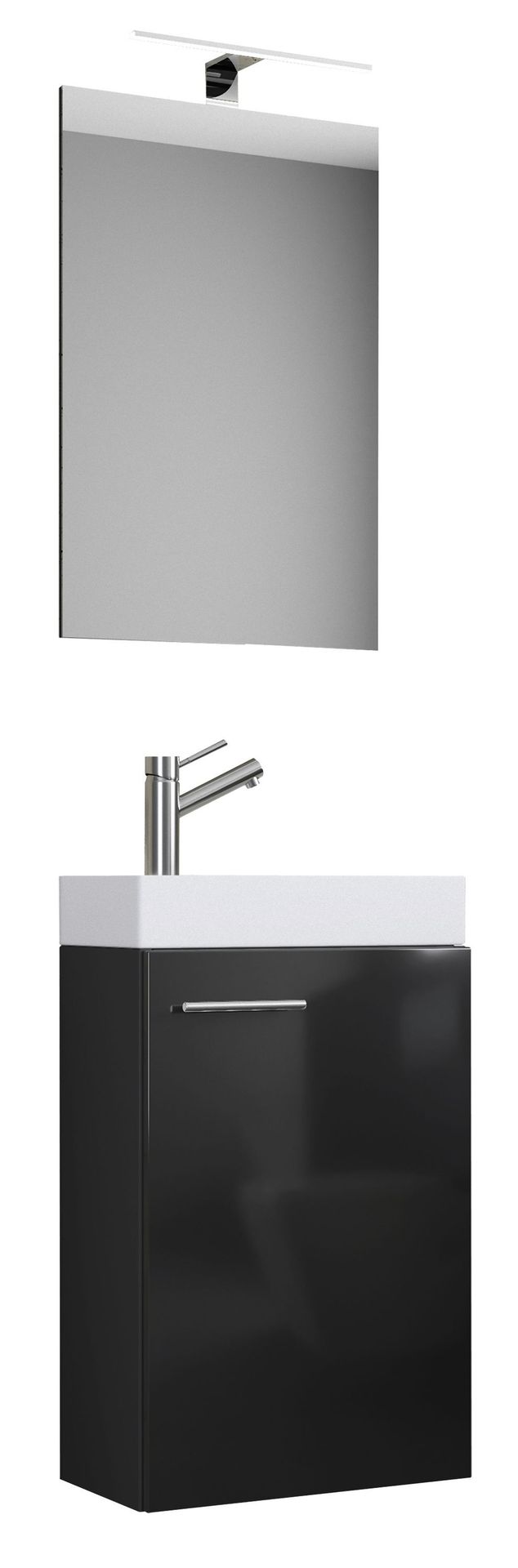 Slito szafka łazienkowa z lustrem z oświetleniem, czarny.