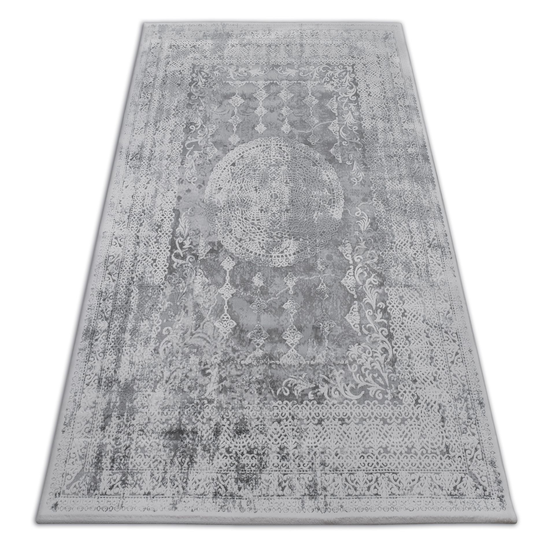 Dywan AKRYL VALENCIA 2328 ORNAMENT ciemno / kość słoniowa szary 80x150 cm