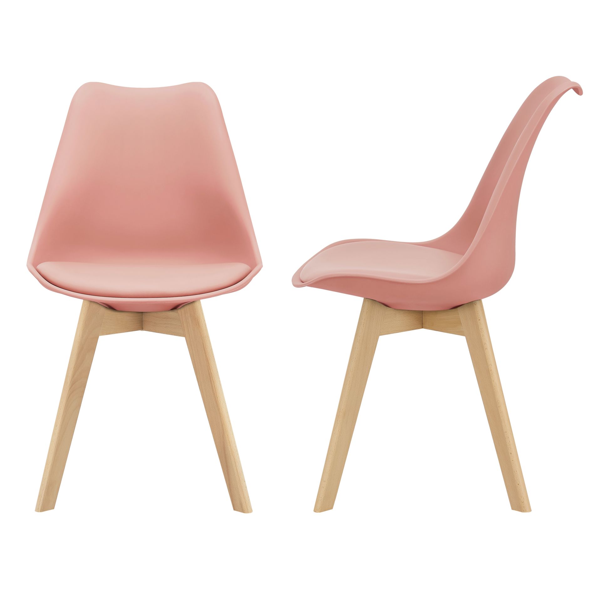 2x designerskie krzesło do jadalni rosé Krzesło ze sztucznej skóry PU drewniana rama [en.casa]