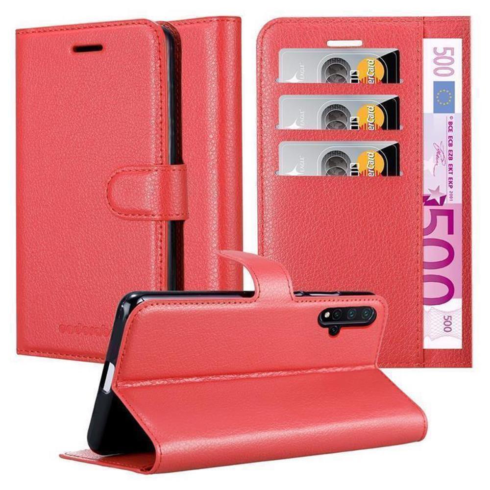 Etui Cadorabo do Huawei NOVA 5 / 5 PRO w kolorze KARMIN RED Etui na telefon komórkowy z magnetycznym zamknięciem, funkcją podstawki i miejscem na kartę Etui Etui ochronne Etui z klapką w stylu książki
