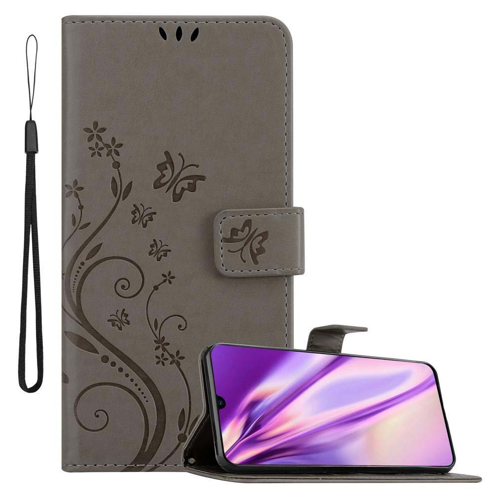 Cadorabo pokrowiec do Samsung Galaxy A70 / A70s pokrowiec ochronny w kolorze szarym pokrowiec ochronny etui na telefon komórkowy etui w kwiaty etui w kwiaty